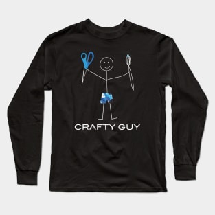 Funny Mens Crafty Guy Illustrated Long Sleeve T-Shirt